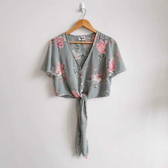 SHOW ME YOUR MUMU • The Tortuga Tie Top in Sweetheart Sage - Picture 2 of 11